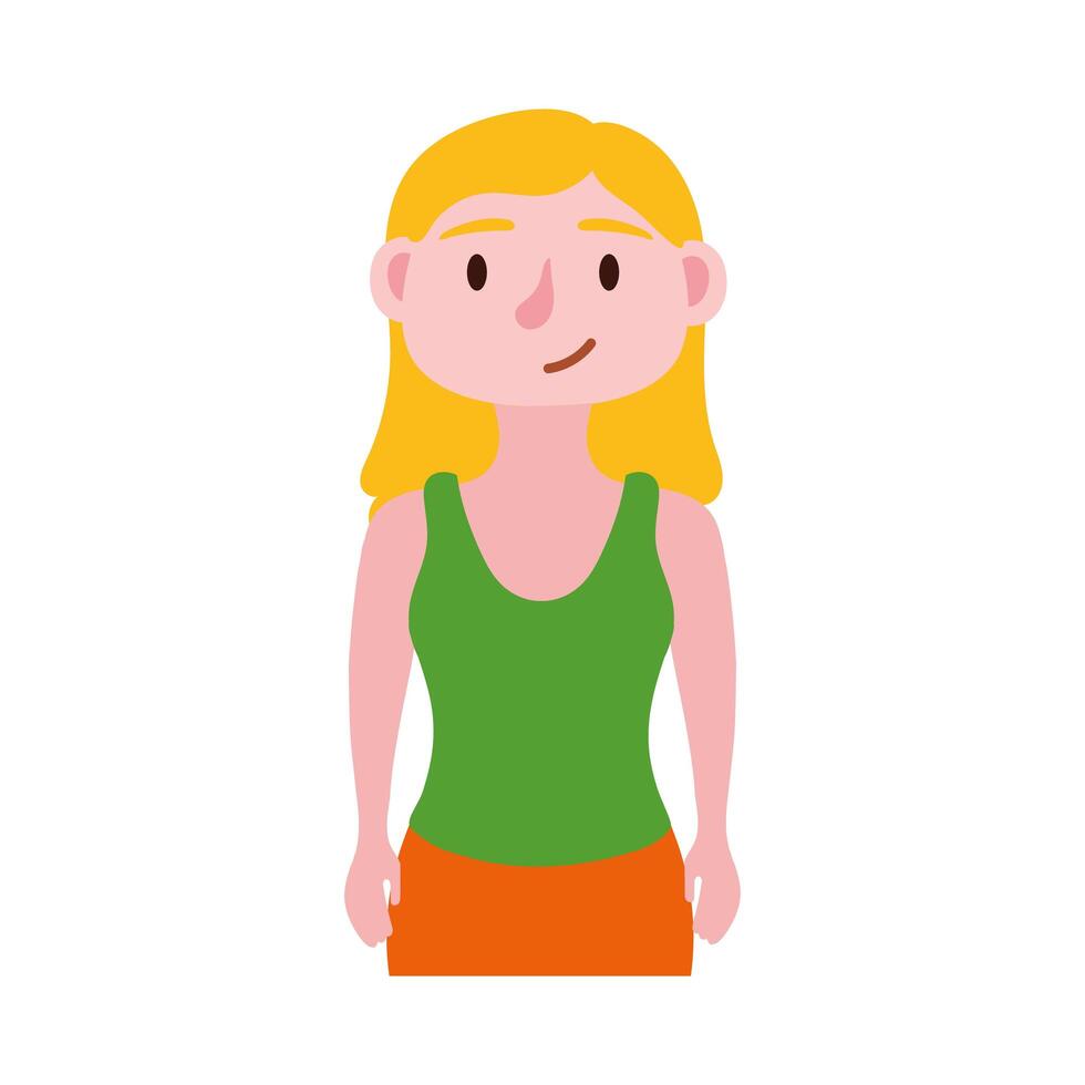 icono de personaje de avatar de mujer joven rubia vector