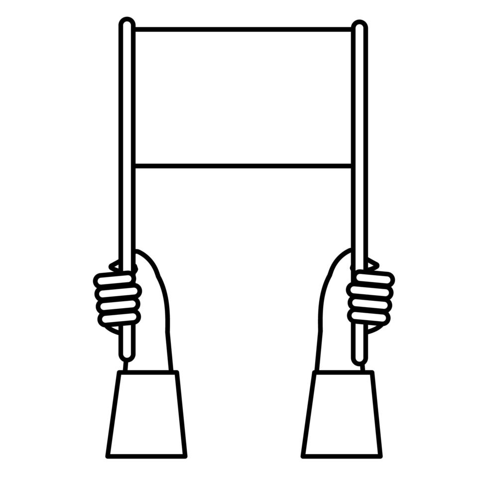 hands lifting protest placard line style icon vector