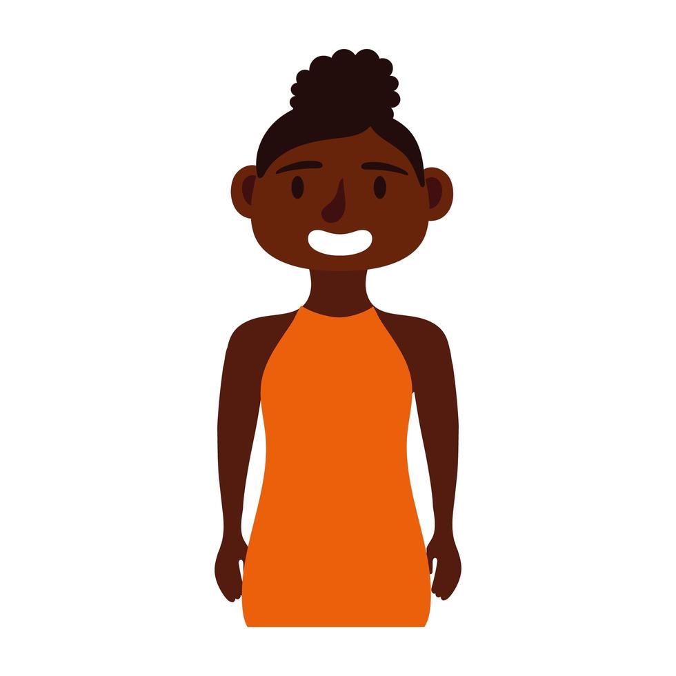 icono de personaje de avatar de mujer joven afro vector