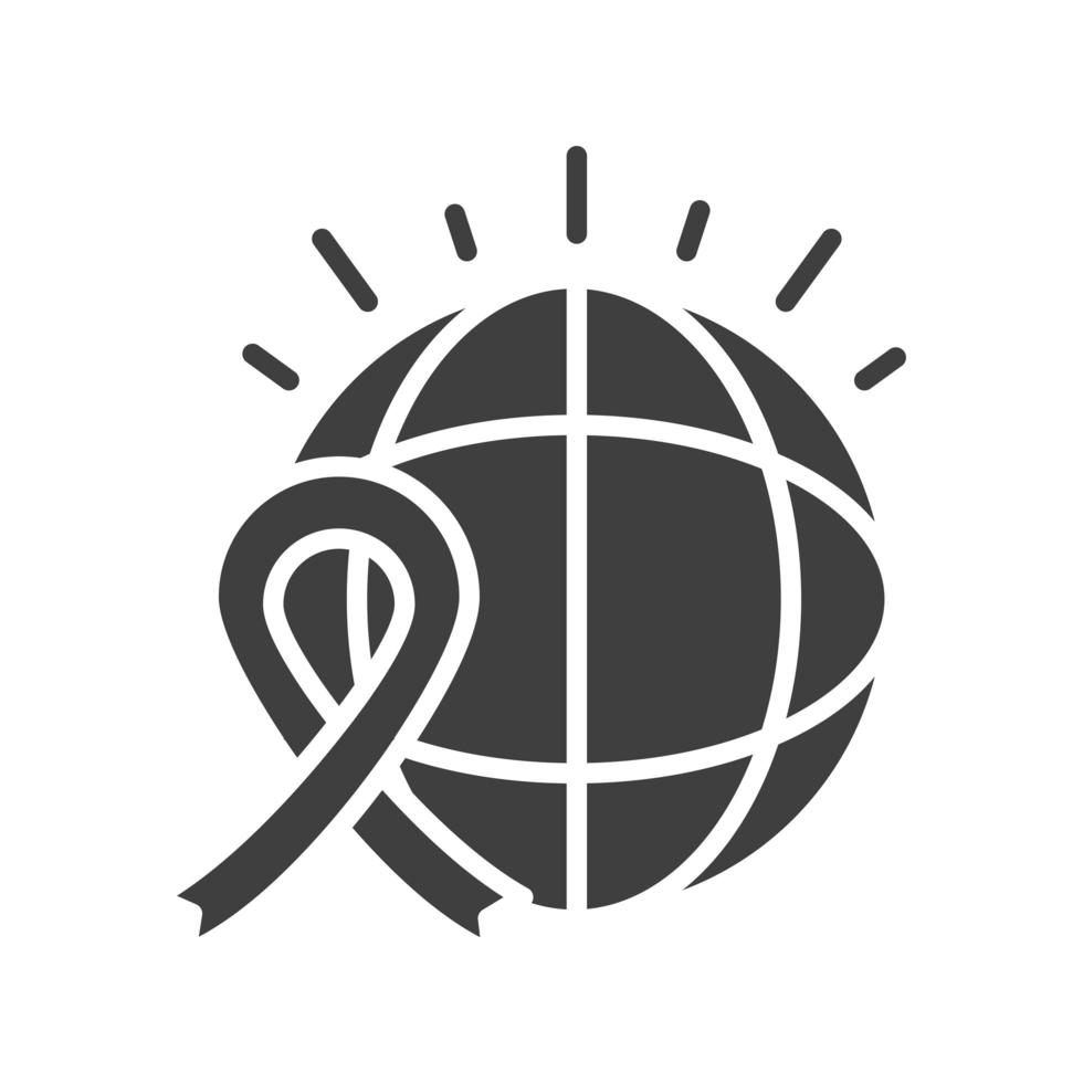 diseño de icono de silueta de día de derechos humanos de campaña de cinta mundial vector