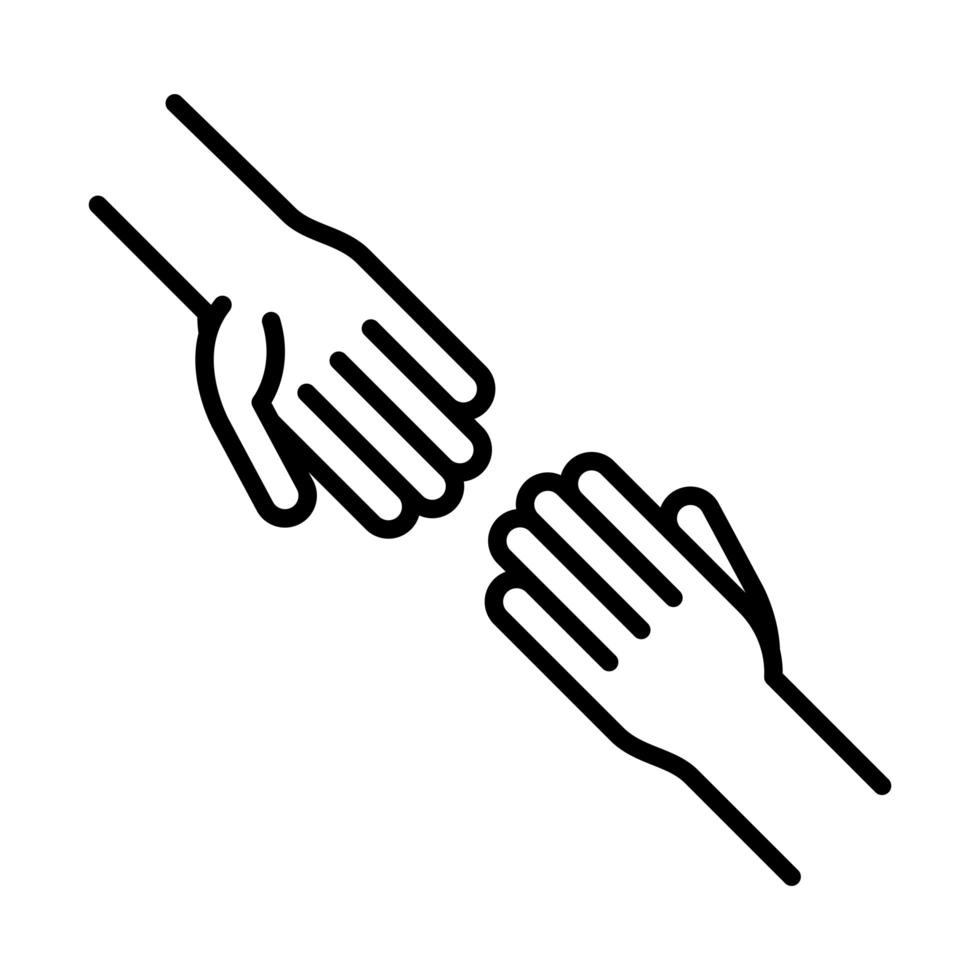 hands support together human rights day line icon design vector