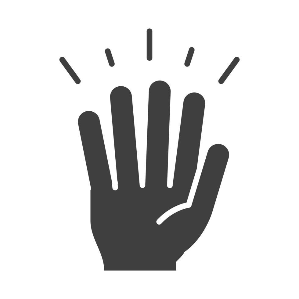 hand showing five fingers silhouette icon design vector