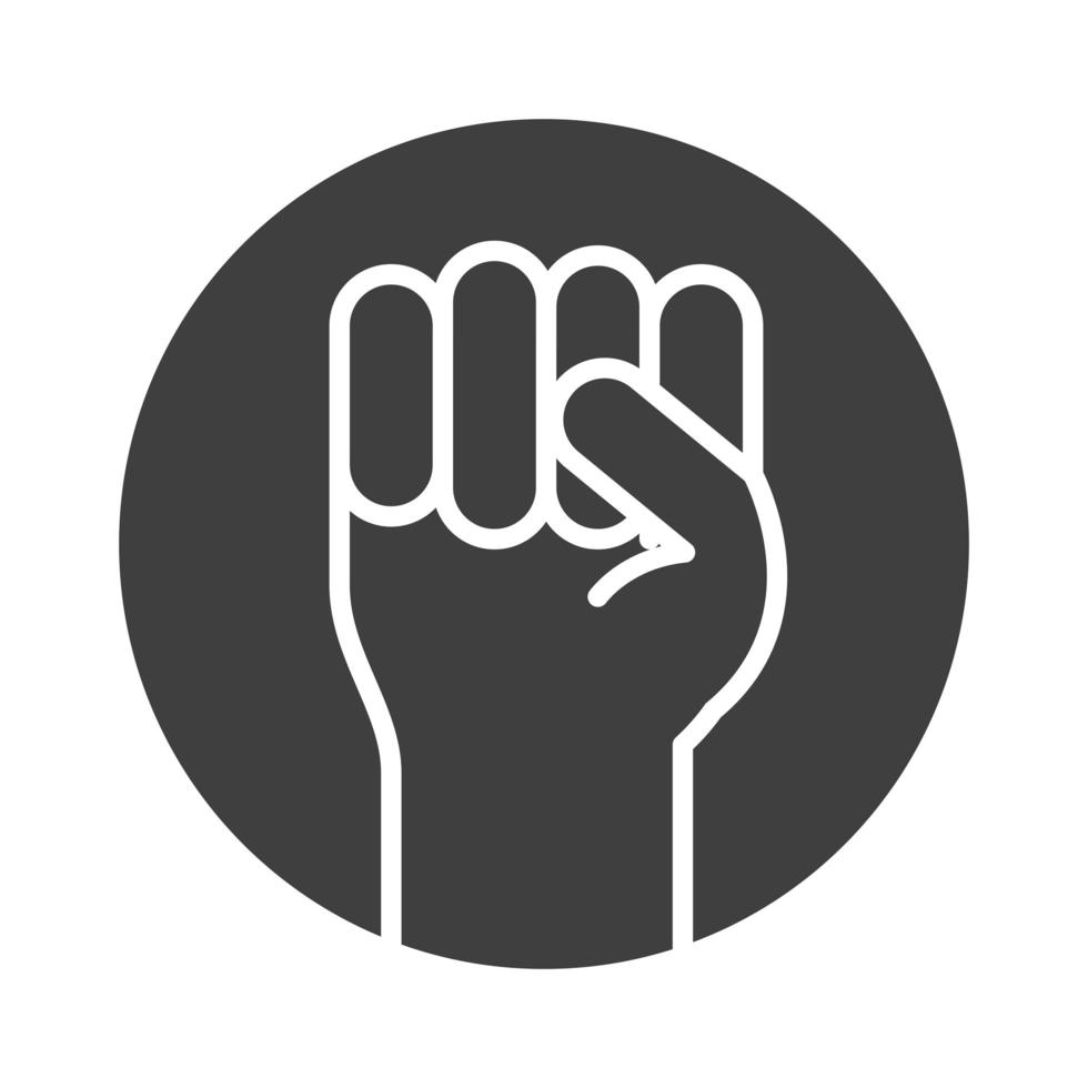 mano levantada tolerancia día de los derechos humanos silueta diseño de icono vector