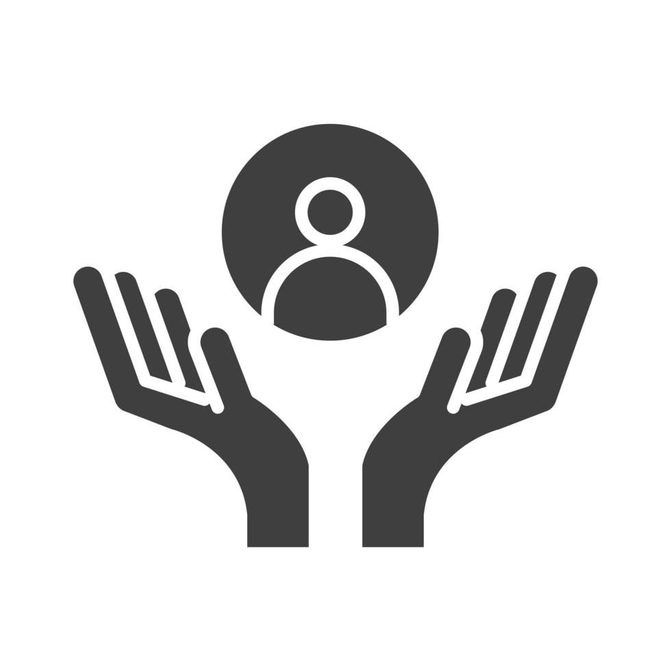 hands support people human rights day silhouette icon design vector