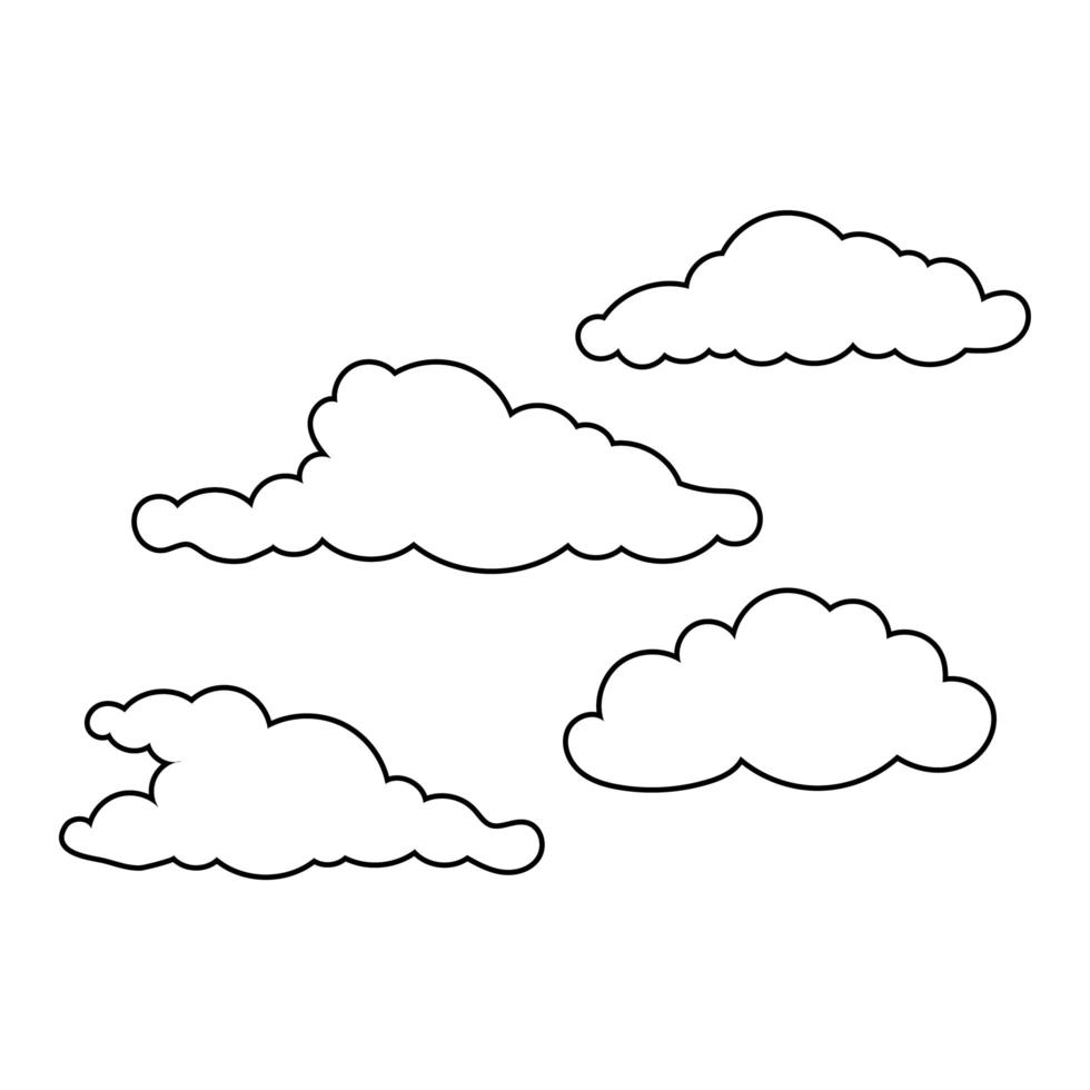 clouds sky floating scene icons vector