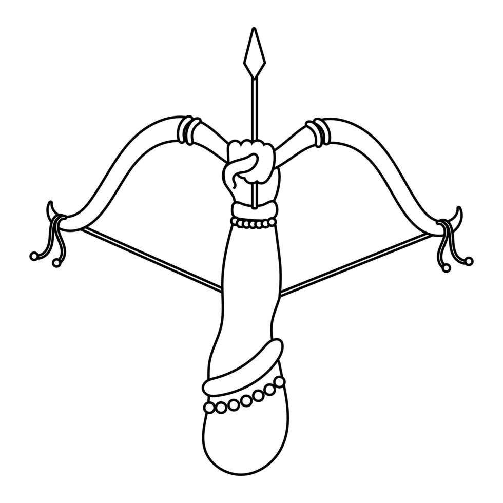 rama god hand with arch line style icon vector