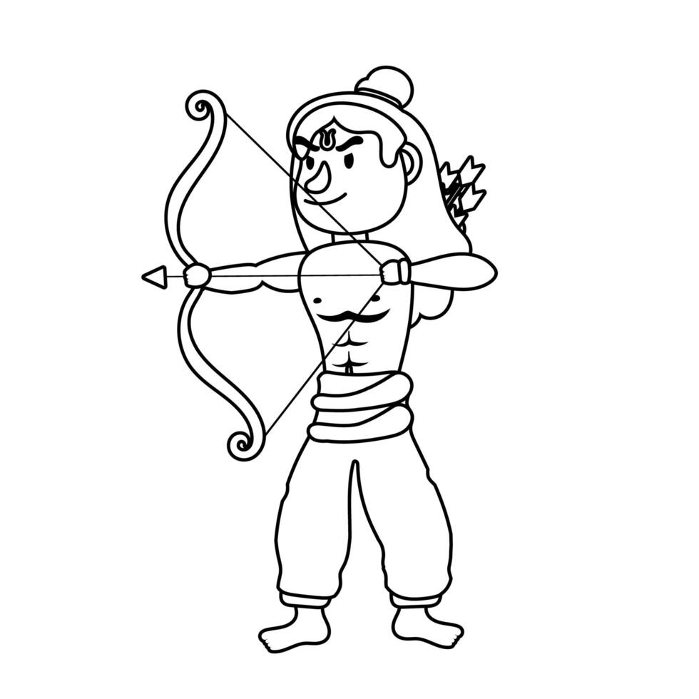 rama god with arch character line style vector