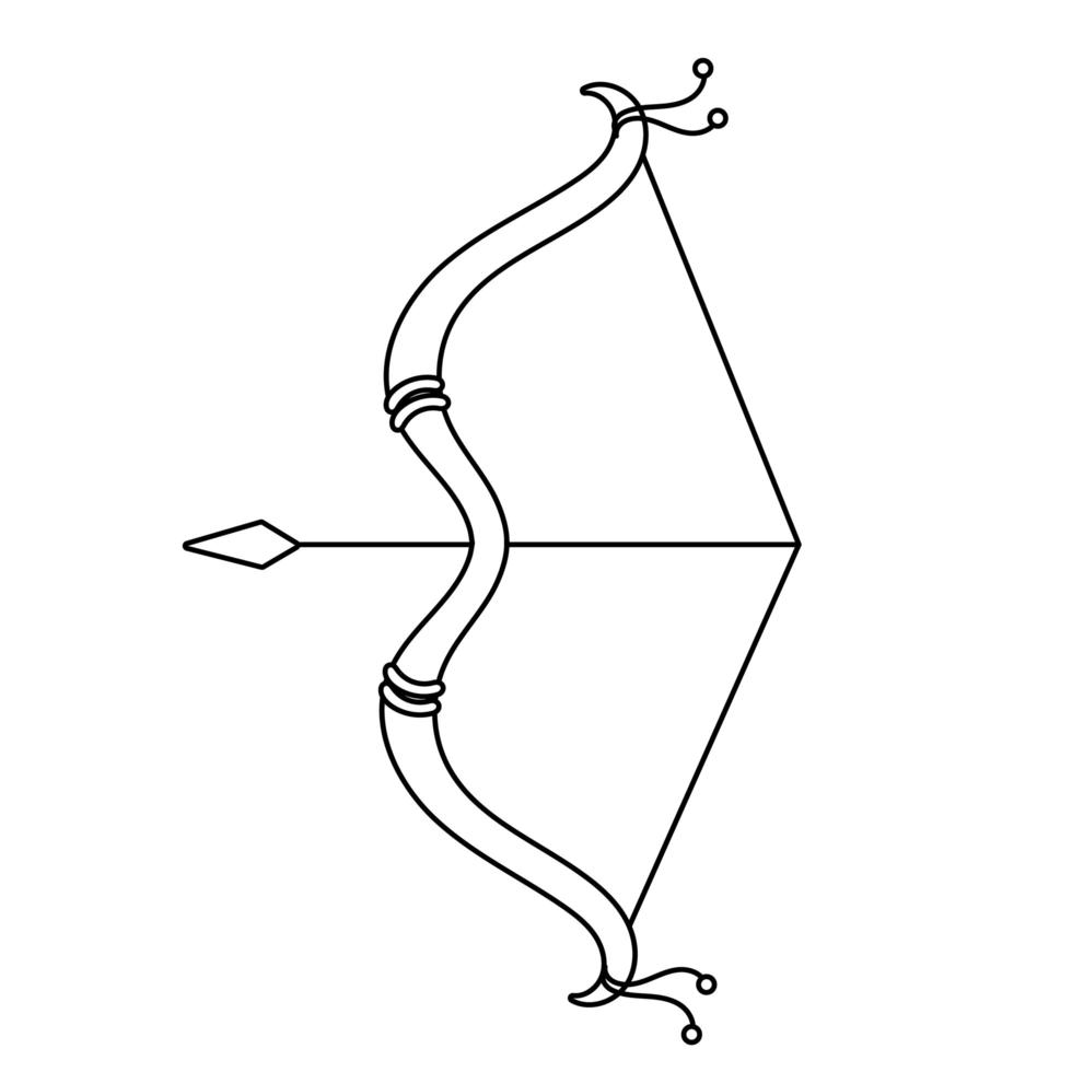 arco con flecha icono de estilo de línea dussehra vector