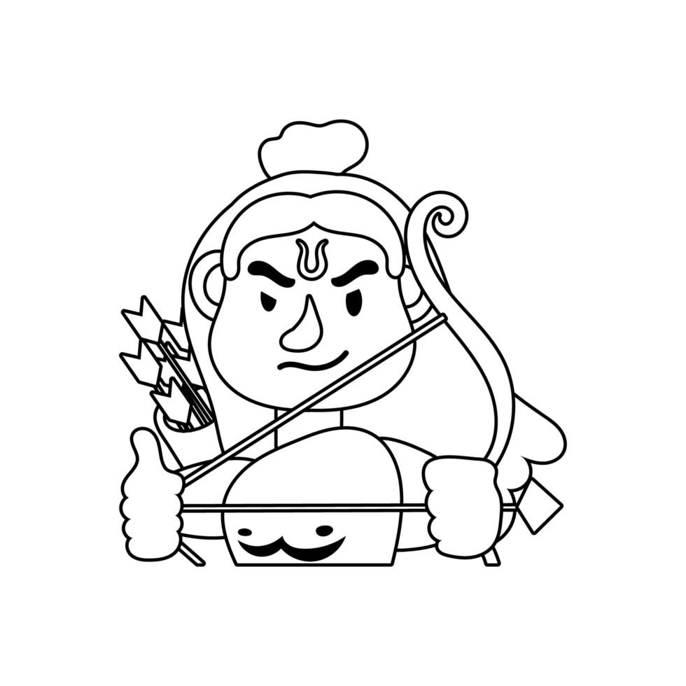 rama god with arch character line style vector