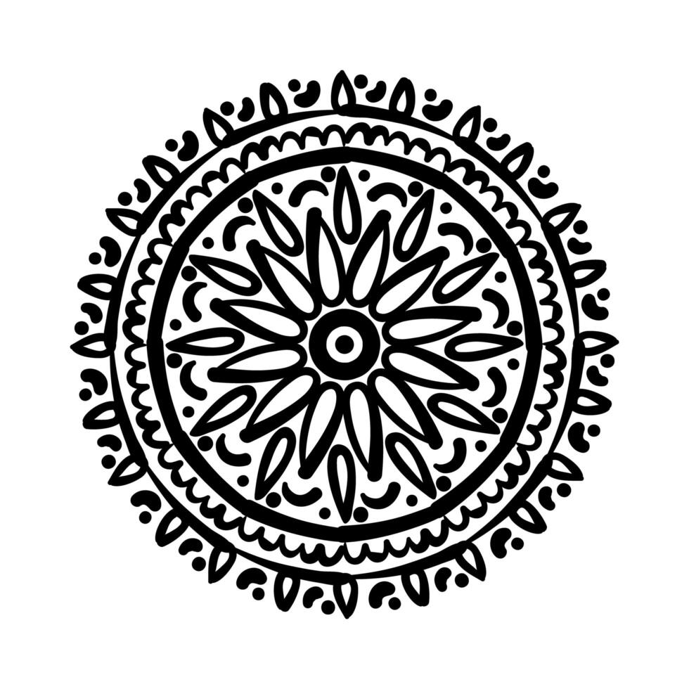 mandala floral ethnicity monochrome isolated icon vector