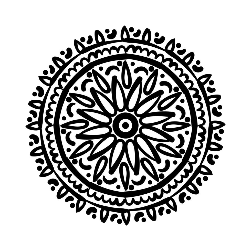 mandala floral etnia monocromo icono aislado vector