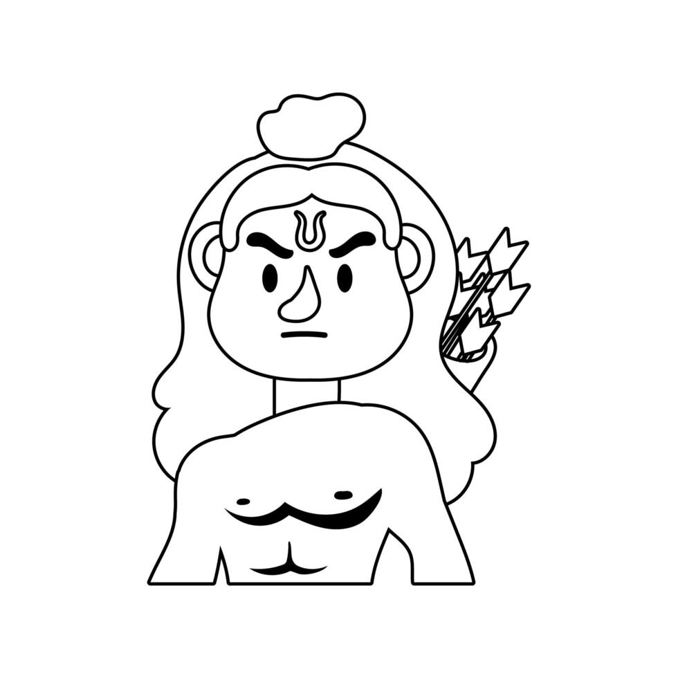 rama god with arch character line style vector