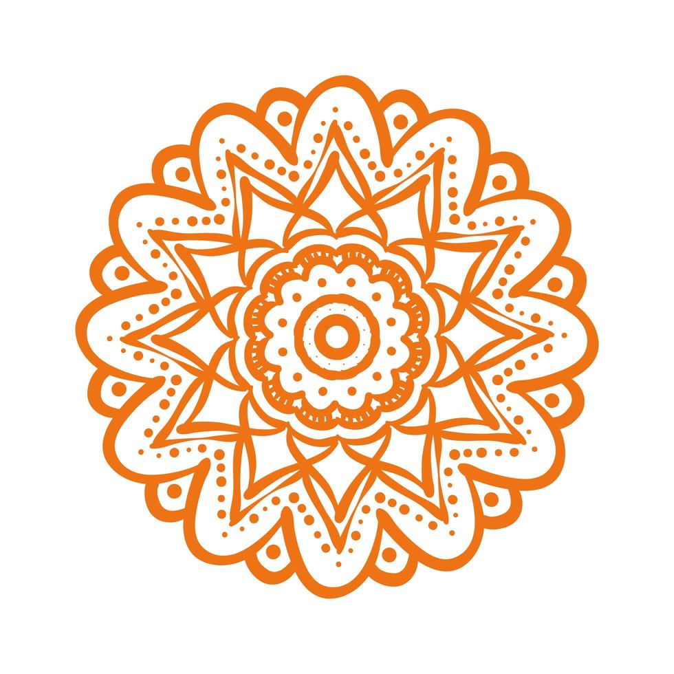 naranja mandala floral etnia icono aislado vector