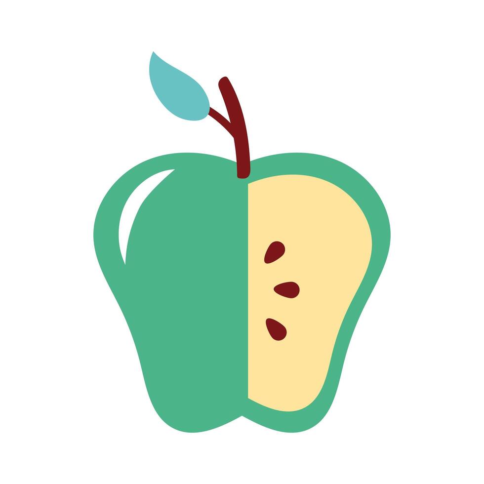 apple green without a portion fresh fruit nature icon vector