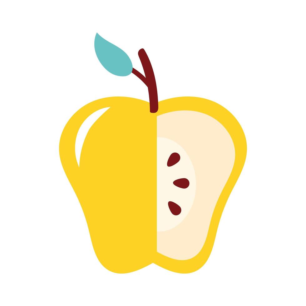 yellow apple without a portion fresh fruit nature icon vector