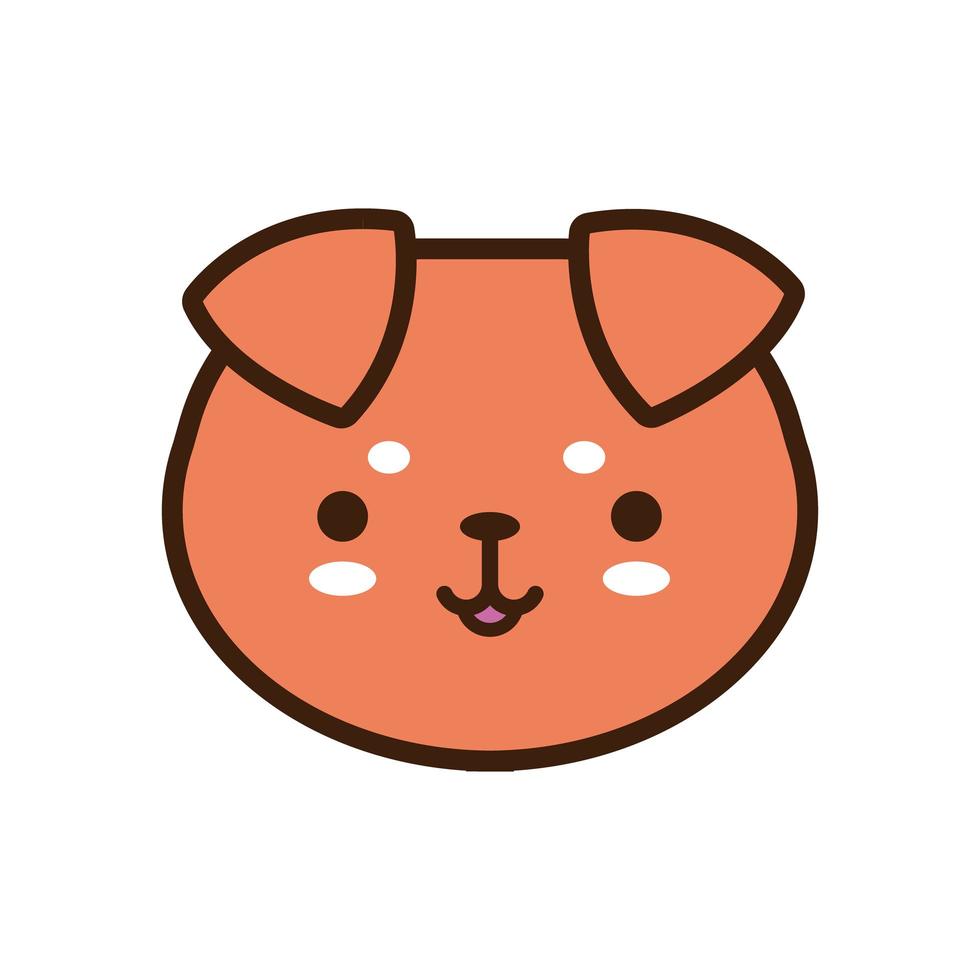 lindo perrito kawaii línea animal y estilo de relleno vector