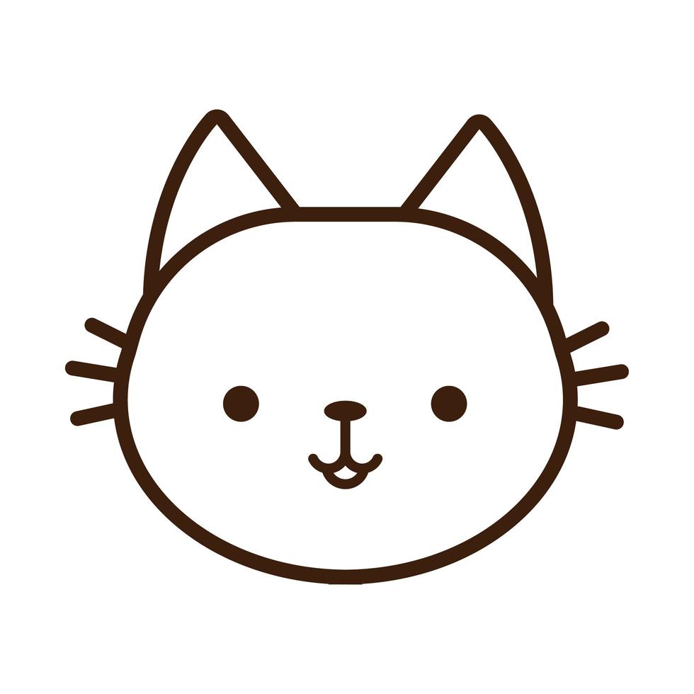 lindo gatito kawaii estilo de línea animal vector