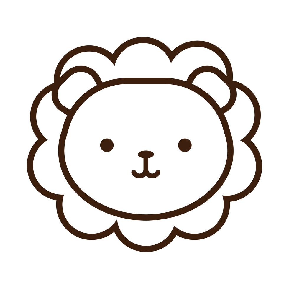 lindo, pequeño, leon, kawaii, animal, línea, estilo vector