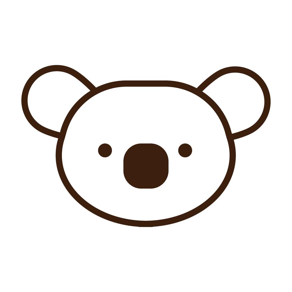 lindo, pequeño, koala, kawaii, animal, línea, estilo vector