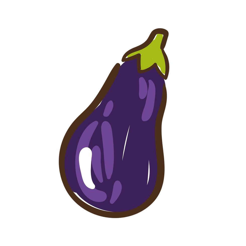 fresh eggplant hand draw style icon vector