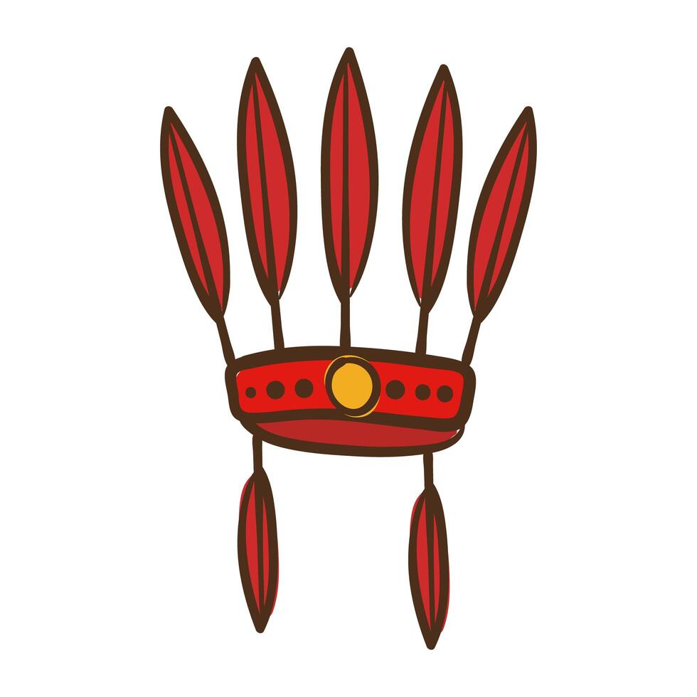 native feathers hat hand draw style icon vector