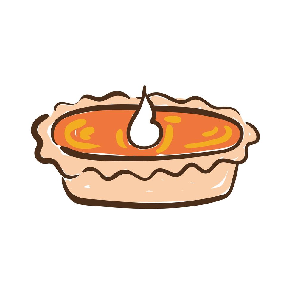 icono de estilo de dibujo a mano delicioso pastel dulce de acción de gracias vector