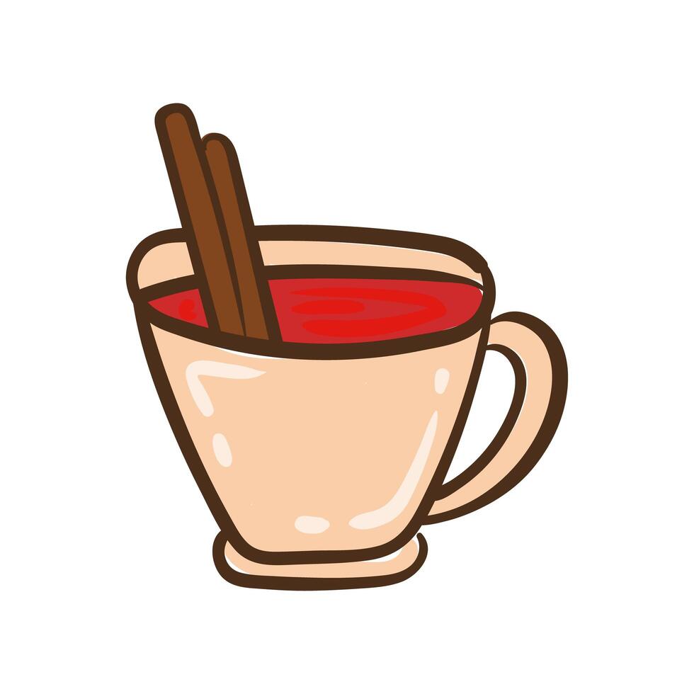 ceramic teacup hand draw style icon vector