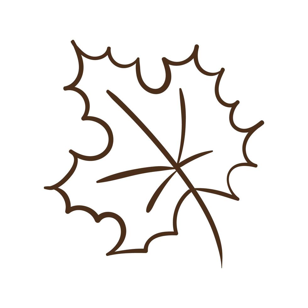 autumn maple leaf line style icon vector