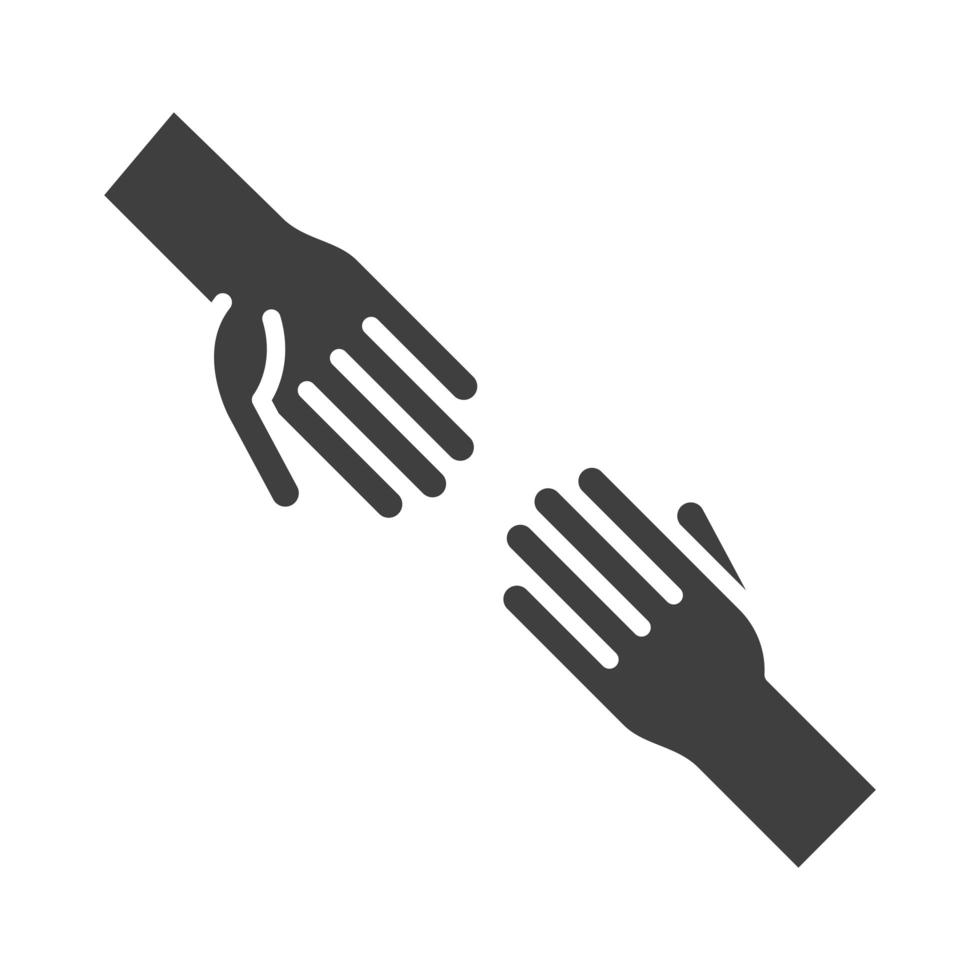 hands support together human rights day silhouette icon design vector