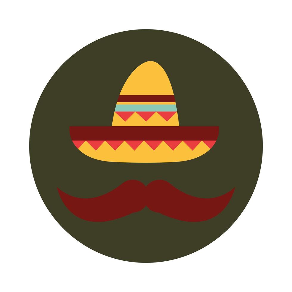 mexican sombrero mustache clothes folk culture traditional block and flat icon vector