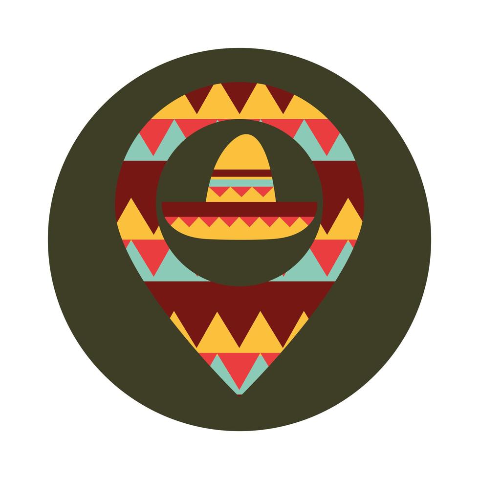 mexican hat navigation pointer location block and flat icon vector