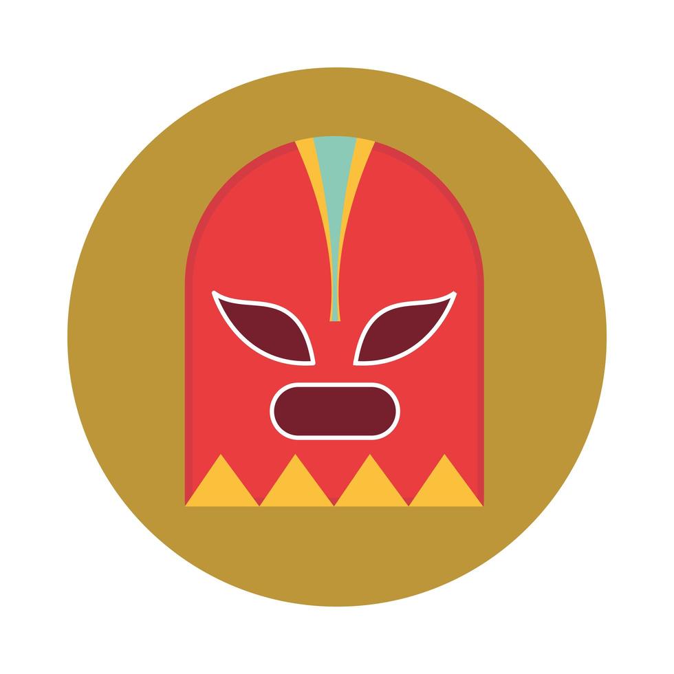 Máscara de luchador mexicano bloque tradicional e icono plano vector