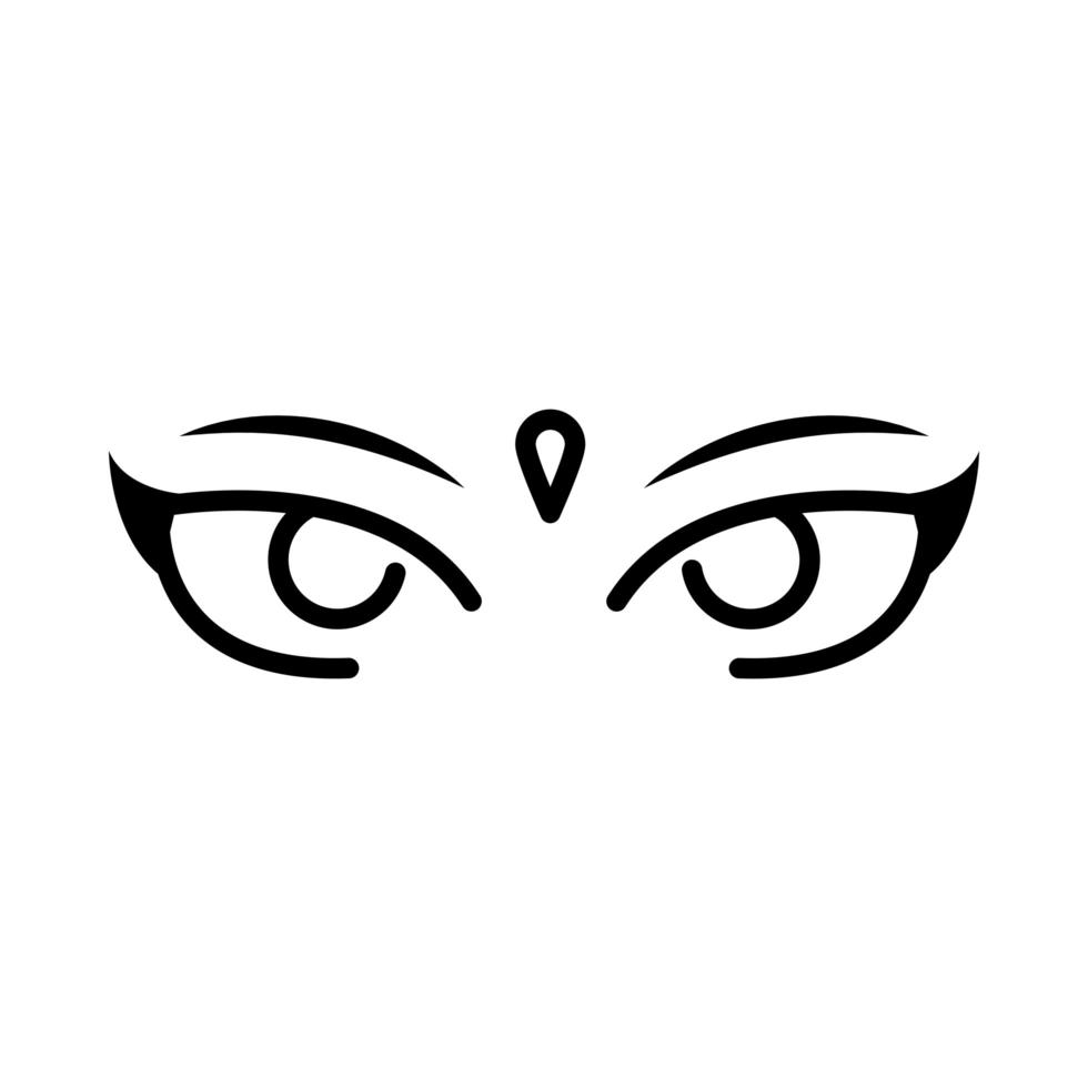 feliz diwali festival de la india ojos de la diosa durga deepavali religión evento estilo de línea icono vector