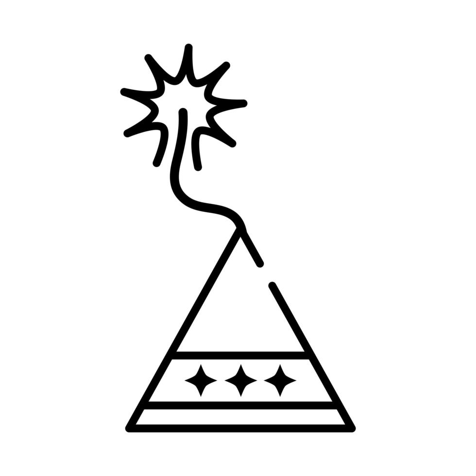 fuegos artificiales en forma de pirámide clebration festivo línea estilo icono vector