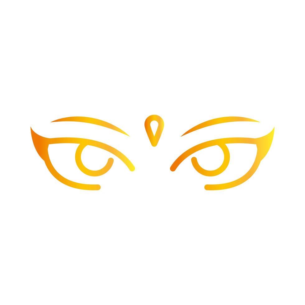 feliz diwali festival de la india ojos de la diosa durga deepavali religión evento gradiente estilo icono vector