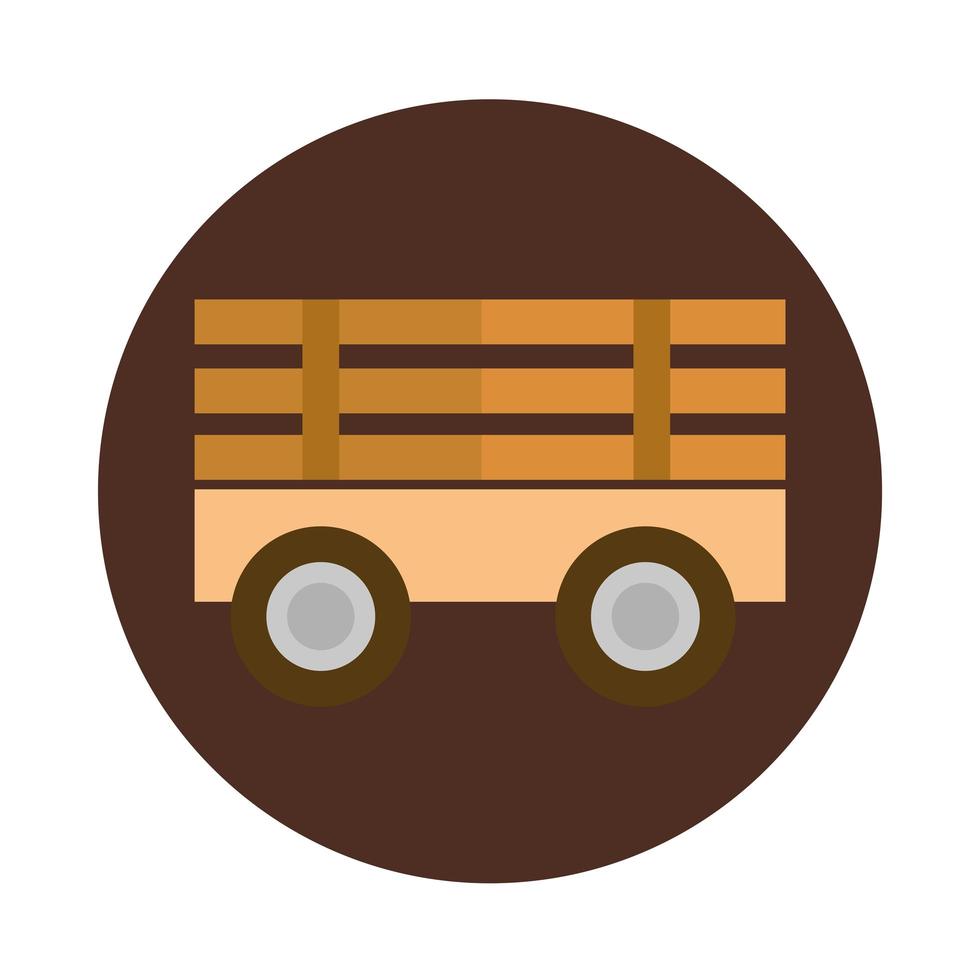 trailer transport agriculture work equipment farm cartoon block and flat icon vector