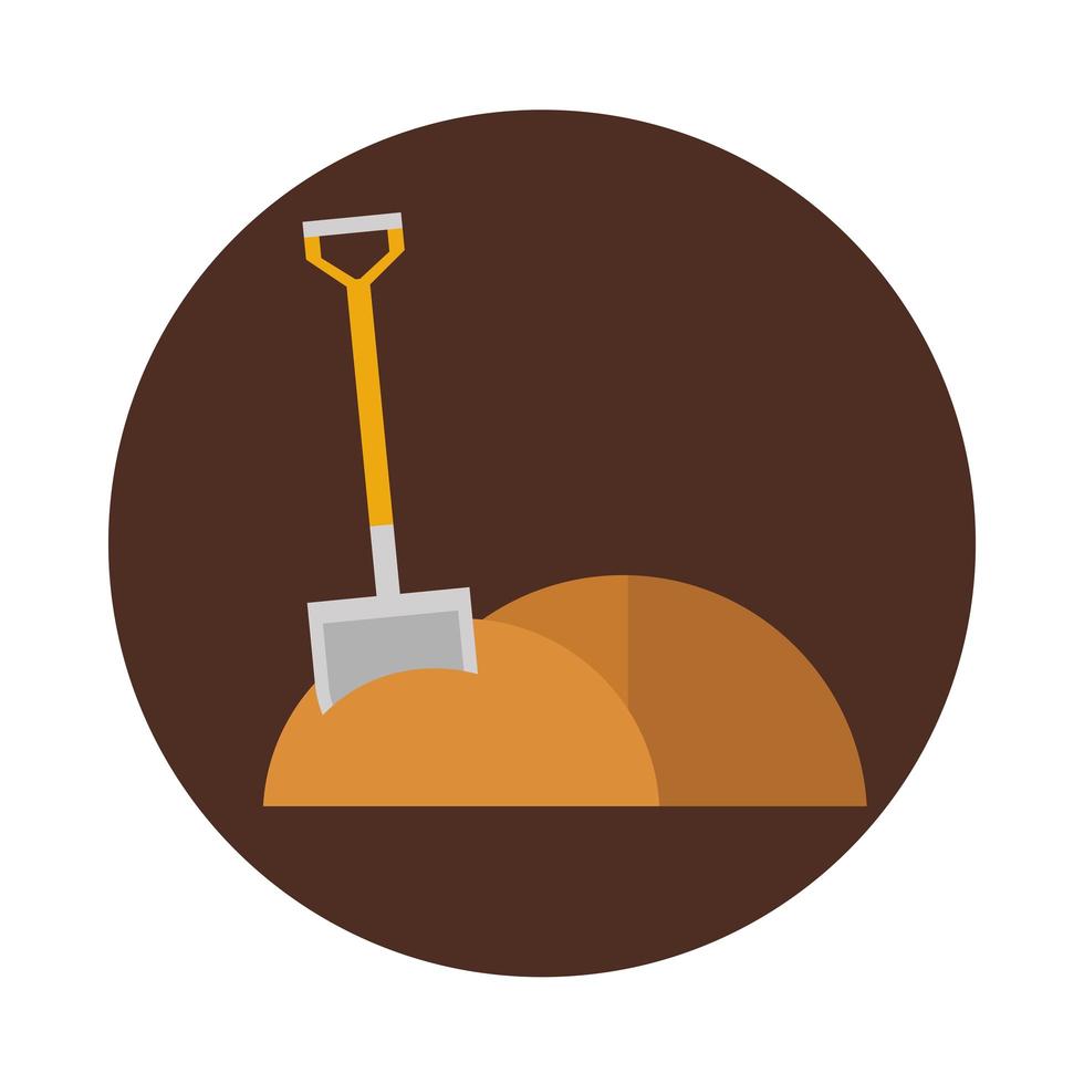 shovel soil agriculture work equipment farm cartoon block and flat icon vector