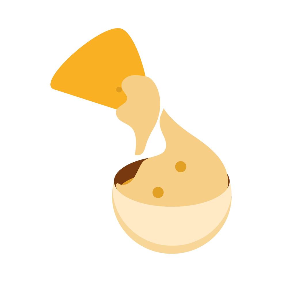 icono plano de comida de crema de queso nacho mexicano vector