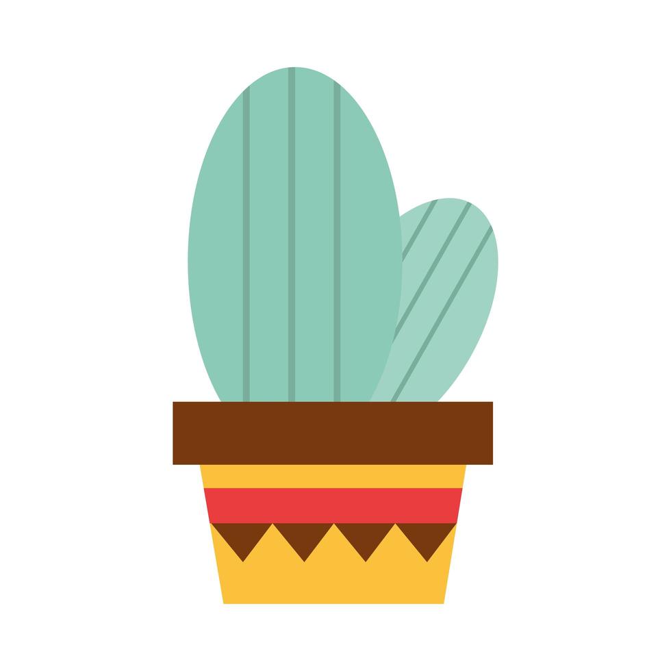 cactus en maceta decoración cultura tradicional icono plano vector