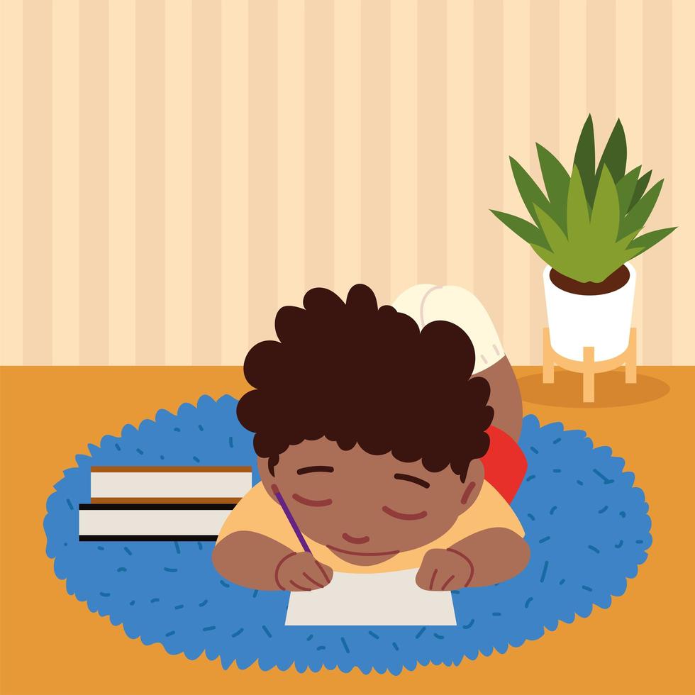 boy studying at home vector