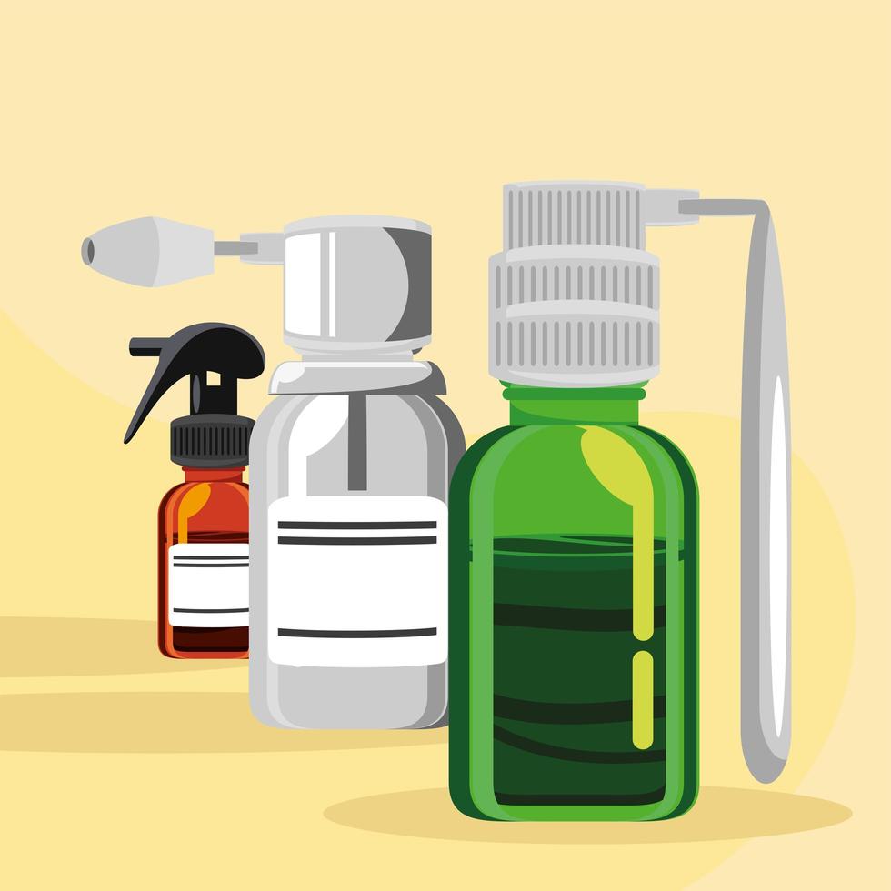 medicine spray bottles vector