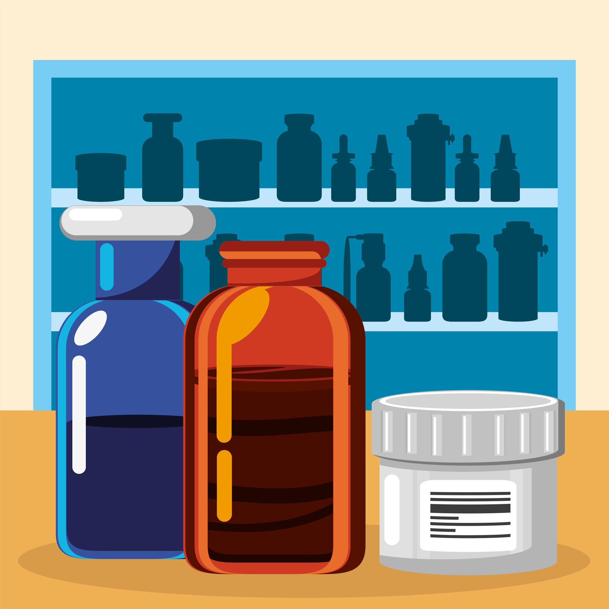 pharmacy shelves with medicines 2604369 Vector Art at Vecteezy