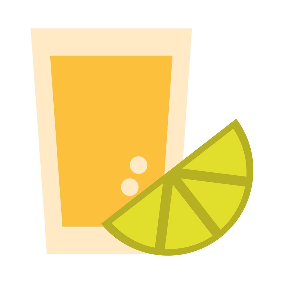 tequila shot lemon citrus fruit drink celebration flat icon vector