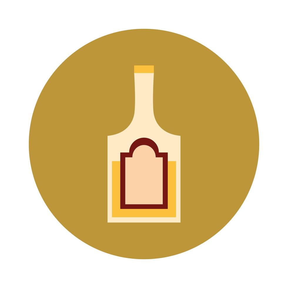 botella de tequila bebida bebida bloque de alcohol e icono plano vector