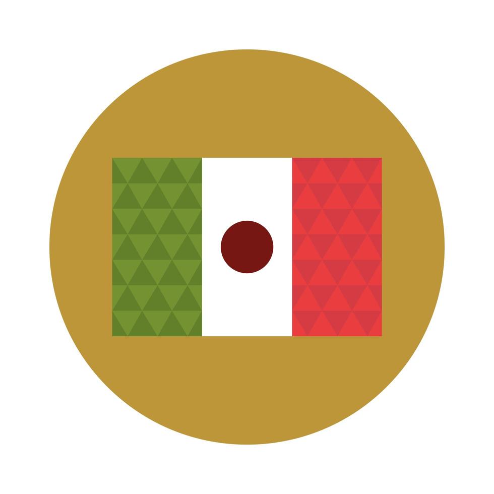 Bloque de celebración nacional de bandera mexicana e icono plano vector