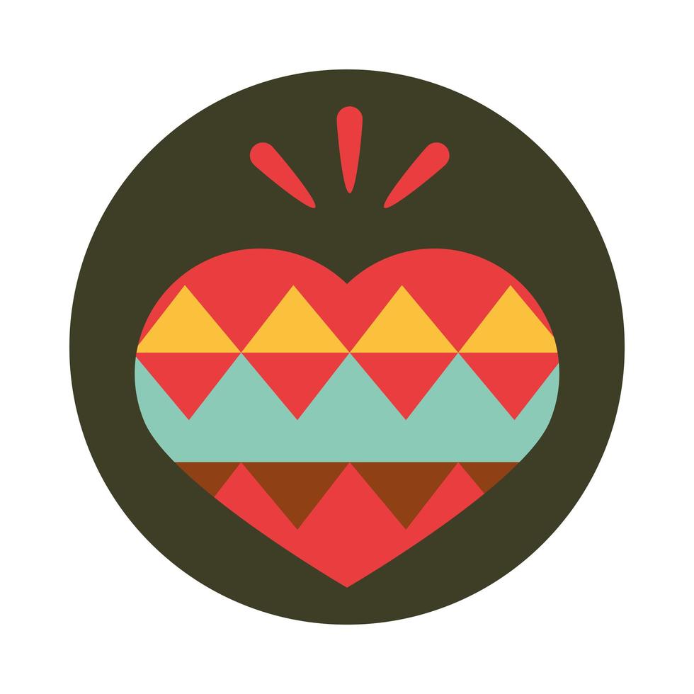 decoración mexicana corazón bloque festivo popular e icono plano vector