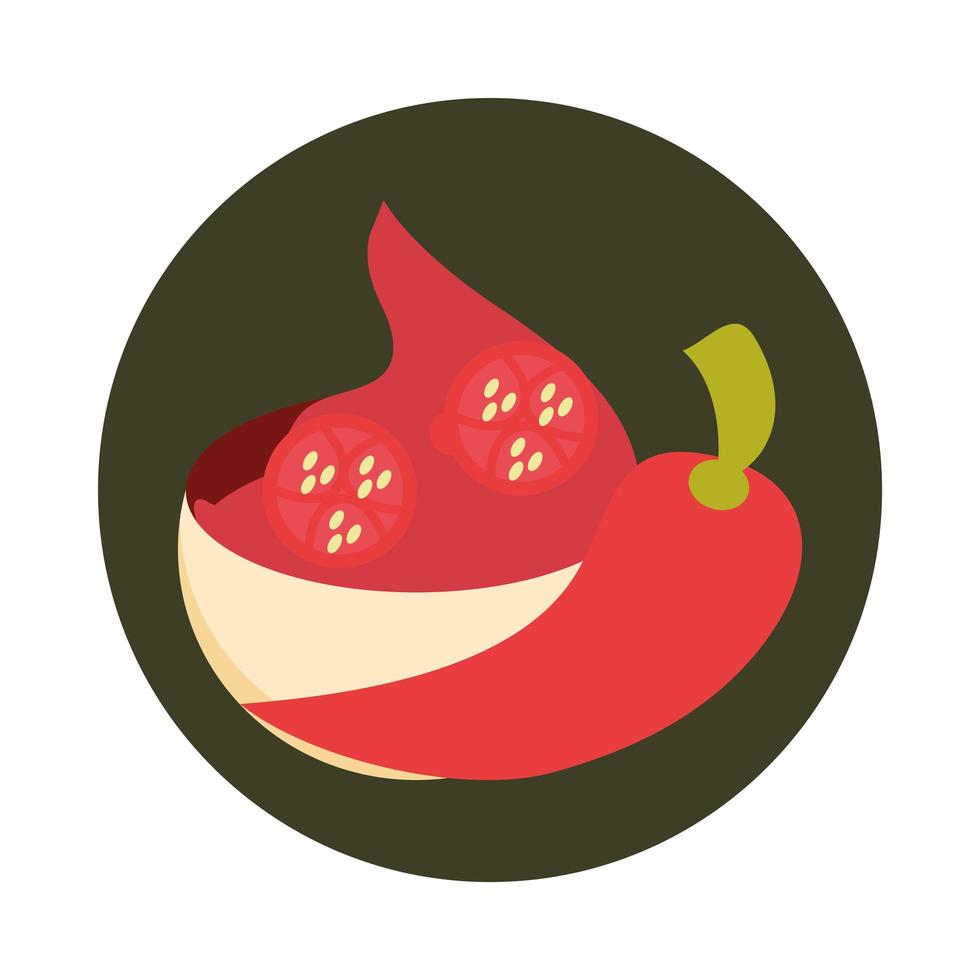 mexican spice chili pepper food block and flat icon vector