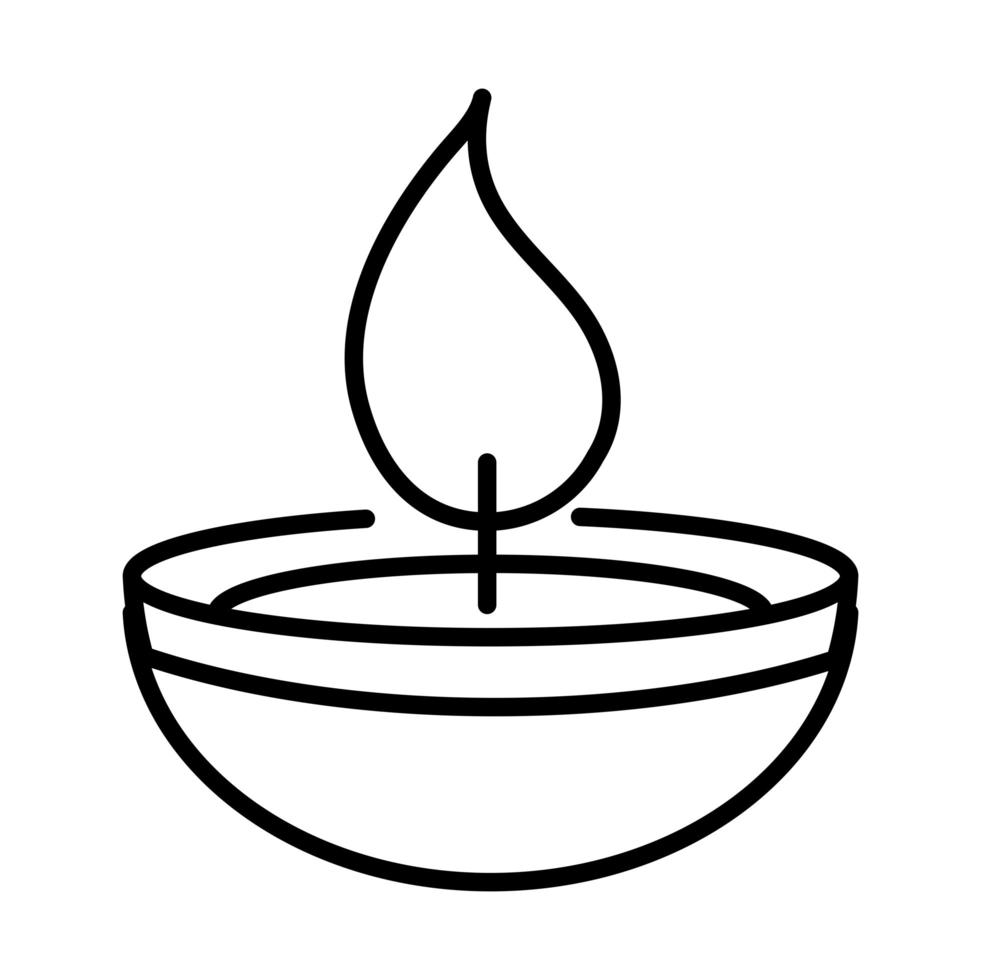 feliz diwali india festival diya lámpara deepavali religión evento estilo de línea icono vector