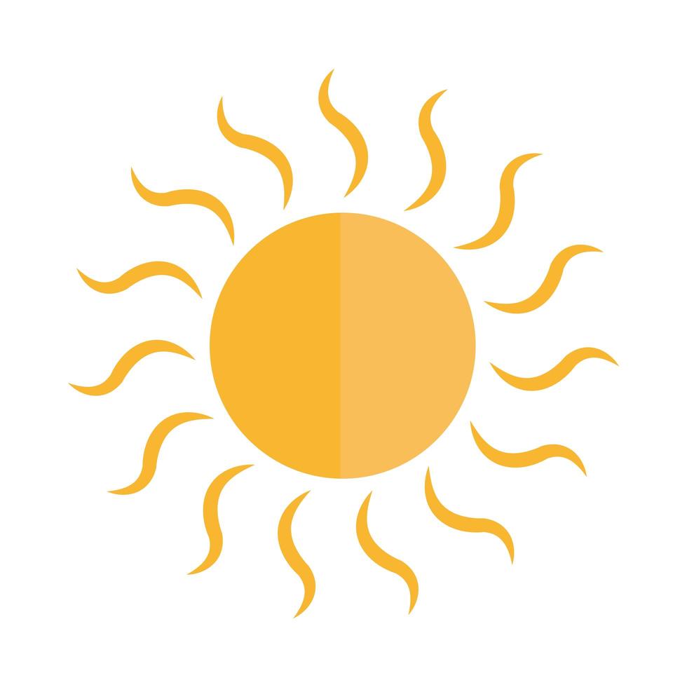 dibujos animados sol rayos calientes naturaleza clima icono plano estilo vector