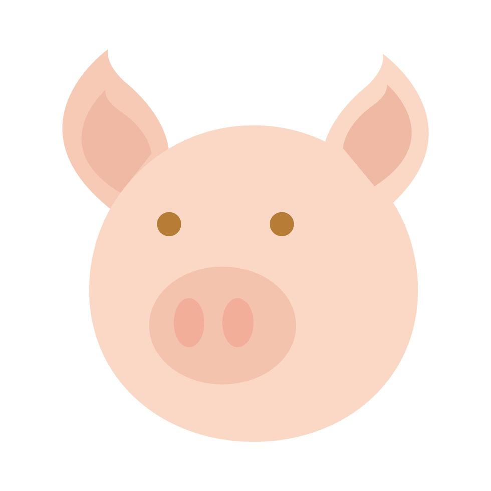 agricultura granja cerdo animal cabeza dibujos animados icono plano estilo vector